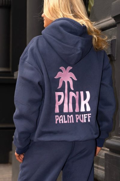 Classic Pink Hoodie in Navy