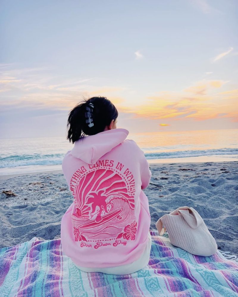 “Everything Comes in Waves” Pink Hoodie - Image 4