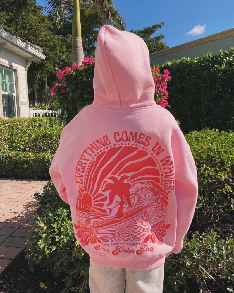 “Everything Comes in Waves” Pink Hoodie - Image 2