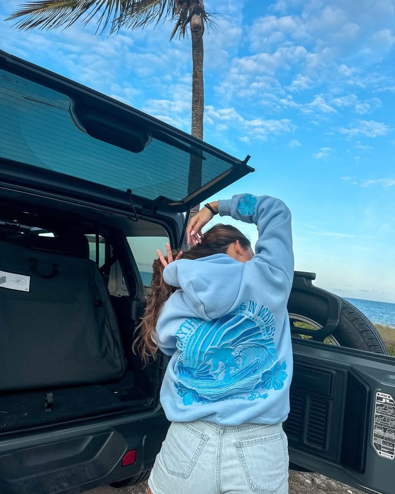 “Everything Comes in Waves” Blue Hoodie - Image 3