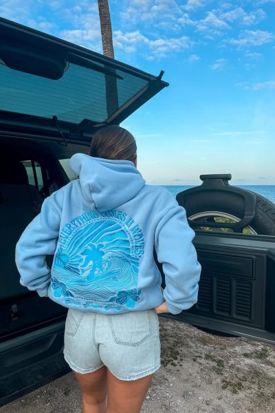 “Everything Comes in Waves” Blue Hoodie