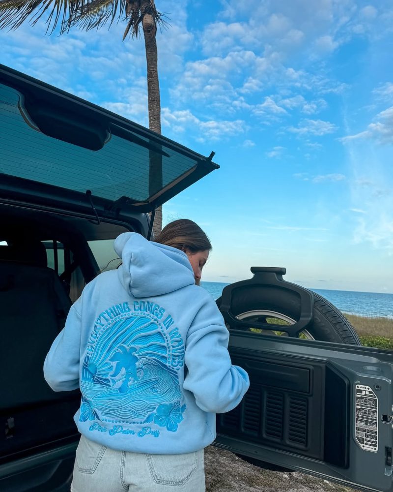 “Everything Comes in Waves” Blue Hoodie - Image 2